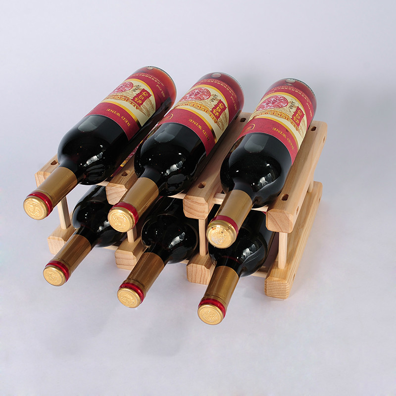 京好 DIY红酒架 实木葡萄酒架子摆件欧式创意可组装家用展示架置物架F63 原木色横排6瓶
