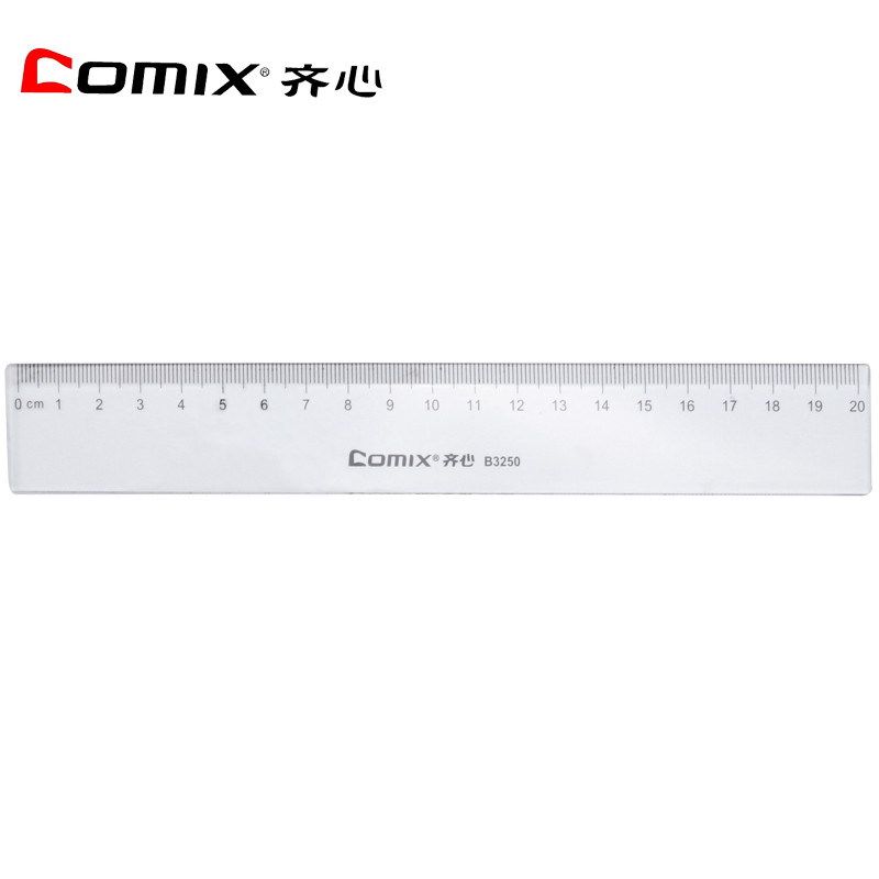 齐心(Comix)B3250/B3251透明直尺 5个 20cm/30cm塑料厘米尺文具直尺学生直尺剪/刀/尺 刻度尺子 B3250-20cm