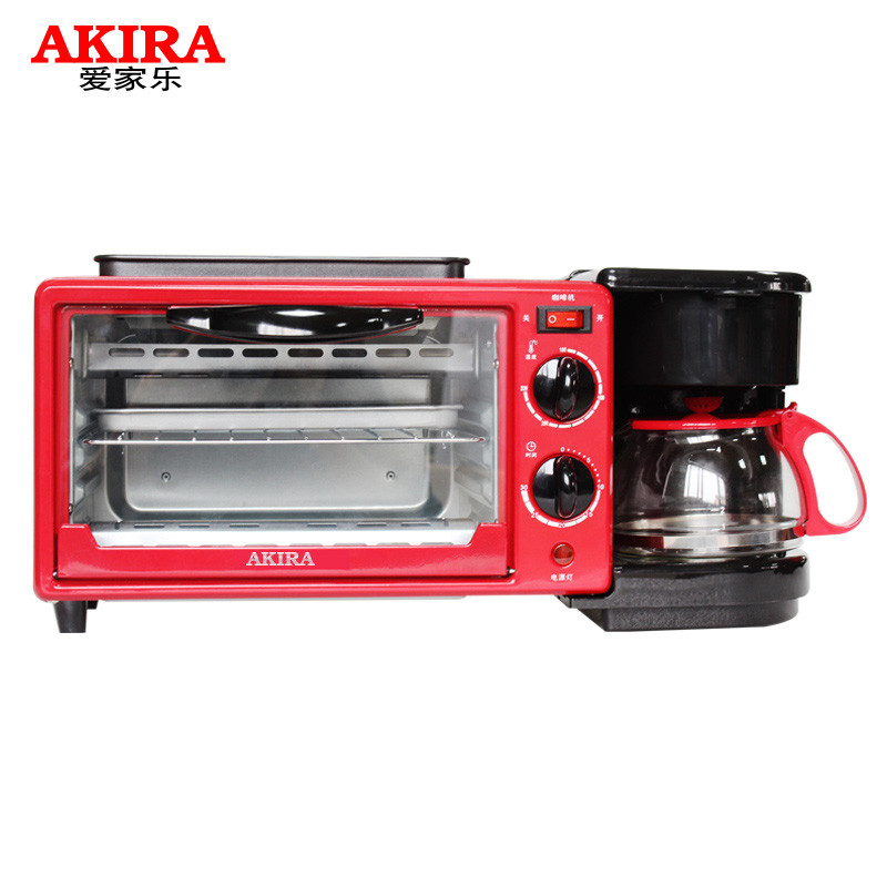 新加坡爱家乐(AKIRA) KB-M3/SG 电烤箱 早餐机 多功能三合一 煎烤煮烤面包机电烤炉学生早餐迷你烤箱