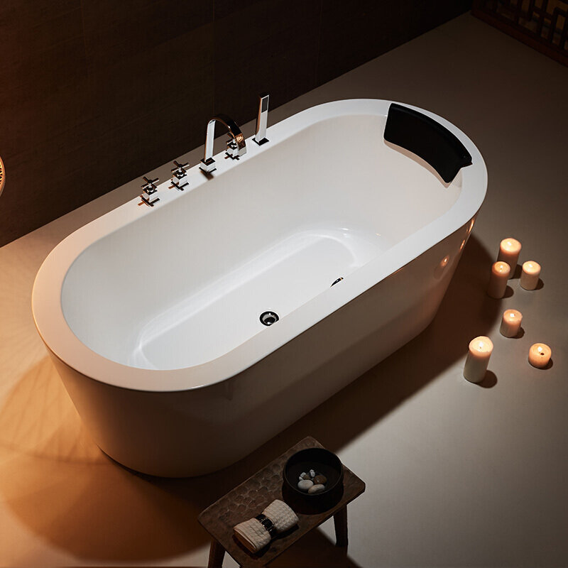 浴缸家用欧式亚克力大浴缸卫生间独立式浴盆浴池情侣 厚边1.55米 ≈1.7M