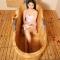 橡木洗澡桶泡澡木桶浴桶实木加热恒温浴缸沐浴桶木质浴盆_3 1.4米*0.64米*0.75米(橡木)