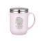 18新款马克杯带盖勺办公室水杯304不锈钢创意茶杯带手柄咖啡杯儿童杯子 粉红色小萌兔图案(350毫升)