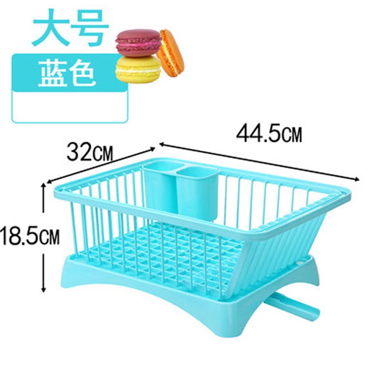 碗柜塑料厨房沥水碗架碗筷餐具收纳盒碗碟架沥水架导流碗盘置物架时尚创意厨房筷子收纳盒生活日用_14 大号蓝色