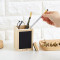 创意时尚木质小清新笔筒铅笔盒办公小黑板多功能学生收纳盒_1 长款-白色