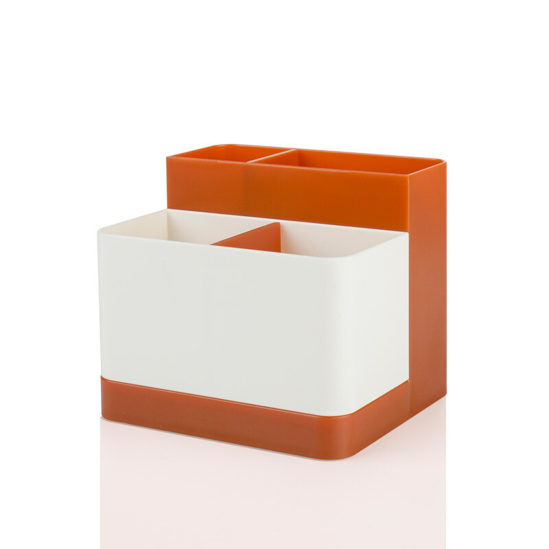 学生多功能创意笔筒办公室用个性时尚文具收纳盒可爱装笔盒_1 橙色