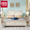 A家家具 床 美式乡村白色双人床 1.5米地暖高箱床+床垫
