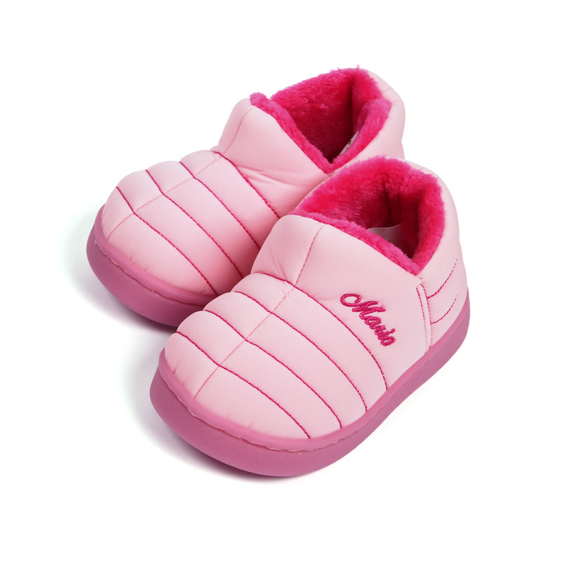 女童二棉鞋儿童棉鞋宝宝冬季鞋室内家居包跟棉拖鞋1-3岁男幼儿鞋 粉色 内长20cm