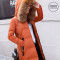 简妮薇(JIANNIWEI)中长款羽绒服女2018冬季新款韩版时尚修身学生面包服大毛领棉袄大码加厚外套女 XL 焦糖色