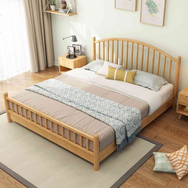 全实木床1.8米1.5双人床北欧现代简约卧室家具进口实木日式床 1800mm*1900mm_床+1柜+10CM环保棕垫（原
