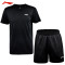 李宁（LI-NING）运动服套装男新款羽毛球服T恤短袖速干短裤 ATSP503+AKSP805-1 黑色N945-2+N721 S