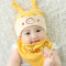 贝迪牛+新生儿胎帽婴儿帽 男女宝宝帽三角巾套装 均码（0-12个月） 蓝色小猪2件套