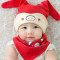 贝迪牛+新生儿胎帽婴儿帽 男女宝宝帽三角巾套装 均码（0-12个月） 蓝色鹿角2件套
