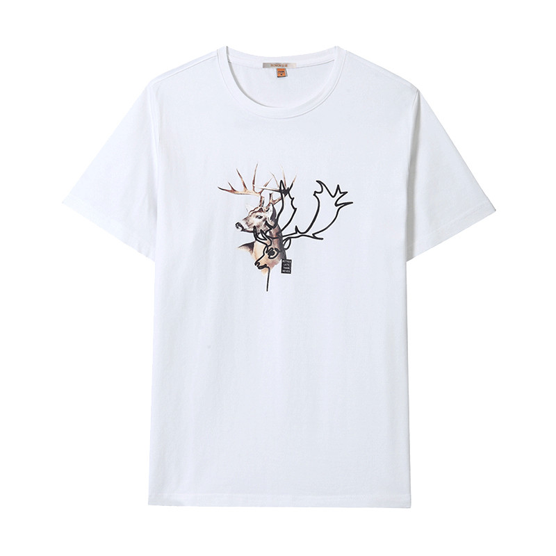 罗蒙(ROMON)夏季男士时尚短袖T恤25K3010 白色 2XL