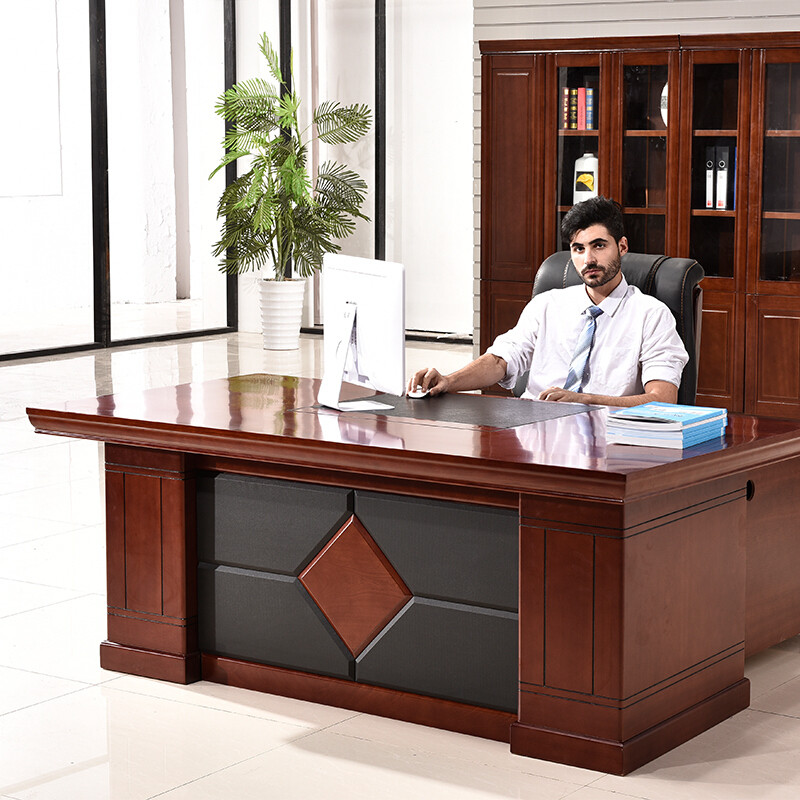 欧宝美办公家具老板桌总裁桌主管桌大班台办公桌油漆实木贴皮经理桌 2m