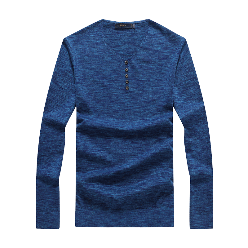 罗蒙(ROMON) 秋季男士休闲长袖针织衫005F 180 蓝色