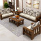 景山百岁 沙发 实木沙发 现代新中式沙发布艺沙发 大小户型客厅木质家具沙发组合 1+2+3人位