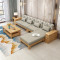 天惠子 沙发 全实木沙发组合 现代中式小户型木质布艺沙发储物客厅家具 框架款1+2+3+大小茶几