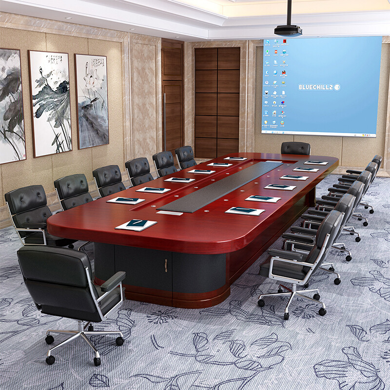 欧宝美办公家具油漆贴实木皮大型会议桌办公桌洽谈桌培训桌椅会客桌大办公桌