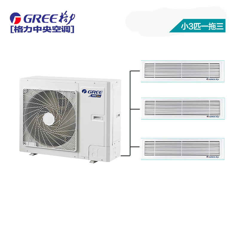 格力（GREE）中央空调 大3匹一拖三套组 一级能效变频 多联风管嵌入式空调 Star系列 GMV-H80WL/A