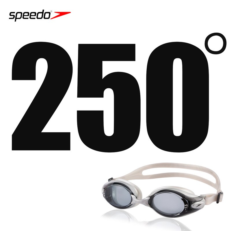speedo速比涛进口近视泳镜男女高清防雾游泳眼镜可左右不同度数_808 银色/暗灰250度
