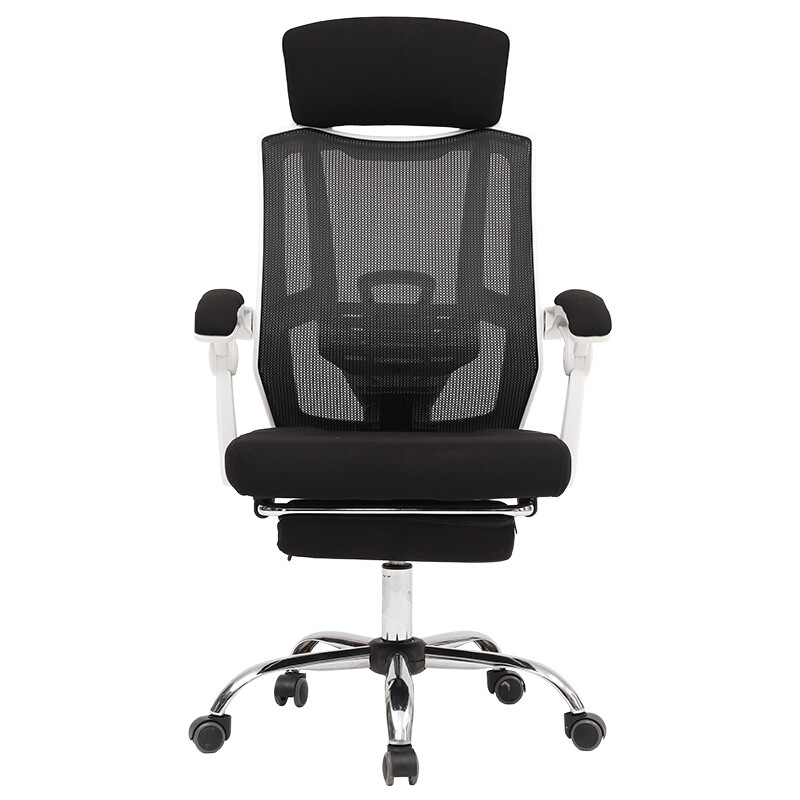 欧宝美电脑午休椅办公家用人体工学椅时尚网布休闲转椅可躺黑框带隔脚 白框（单位：把）