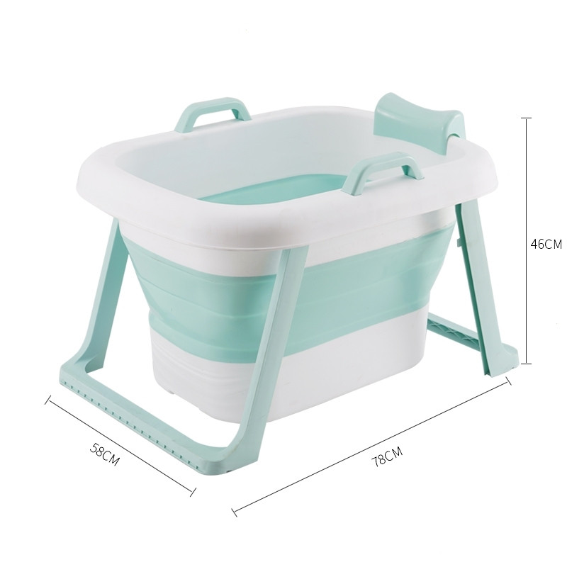 阿斯卡利(ASCARI) 婴儿洗澡盆折叠沐浴盆泡澡桶成人折叠浴桶加厚家用(bd4) 儿童款折叠绿色（上下） 默认
