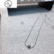 韩国INS简约气质S925黑银锁骨链项链40厘长度可调节项链颈链 黑色925银