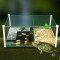 养龟的专用缸小型水陆缸带晒台别墅玻璃金鱼缸鱼龟混养缸乌龟缸 默认尺寸 鱼缸大号裸(普通款)