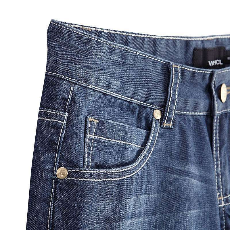 客诚品 豹纹拼接牛仔短裤女款VJ058 中蓝色 S