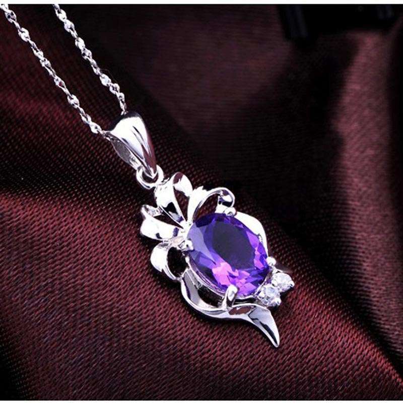 斐达罗天然紫水晶吊坠 钟爱一生水晶项链DBZ