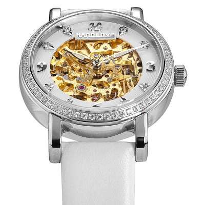 瑞士名表汉爱镂空表机械手表全自动皮带女表时