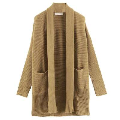 佐丹奴女 大翻领粗针<em>中长版开衫针织</em>衫01353