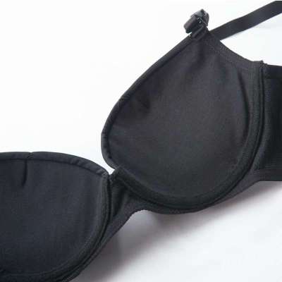 rubeh小胸平胸a杯<em>黑色光面</em>加厚<em>胸罩</em>超聚拢<em>文胸</em>