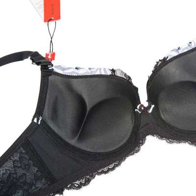 小胸超聚拢加厚性感<em>文胸</em>内裤套装斑马纹蕾丝性