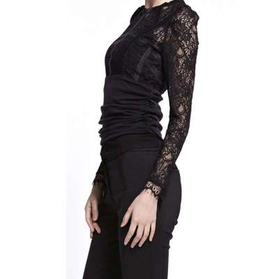 yida依达 2014春装新款蕾丝雪纺修身中短款针