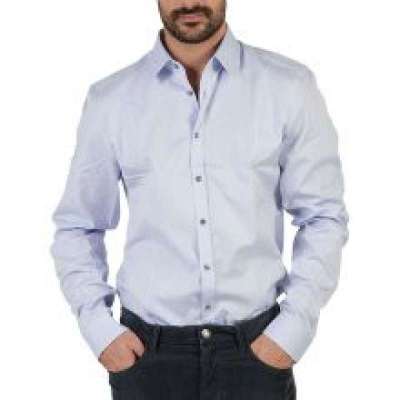 Gucci古驰 100%意大利制造 男士蓝紫色衬衫领