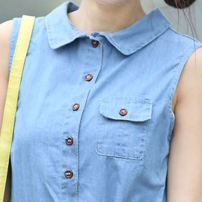 瑄妮薇连衣裙夏韩版宽松打底翻领纯棉A字纯棉