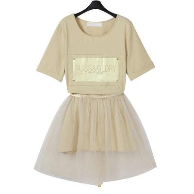 腾 2014夏季新款女装时尚字母网纱裙两件套短
