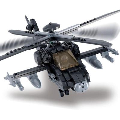拼装玩具军事积木儿童益智阿帕奇武装直升机