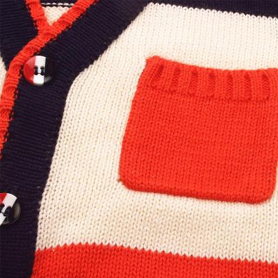 素蕴男童<em>宝宝婴儿</em>针织毛衣上装<em>开衫</em> <em>红</em>底蓝白