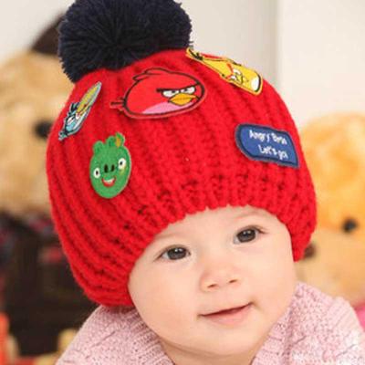 新款秋冬季儿童套头帽子婴儿宝宝毛线帽愤怒小