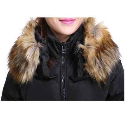 Modern-Tee女式拉链毛领长款保暖羽绒服 白鸭