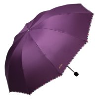 天堂3311E碰强力高密拒水碰击布一甩干三折晴雨伞深紫