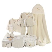 香港亿婴儿 彩棉婴儿内衣礼盒10件套宝宝内衣服饰套装婴幼儿通用宝宝礼品 Y7006 绿色 52cm（适合0-3个月）