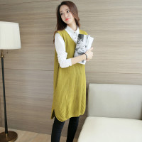 荣涛*9464#艾迪莱 中长款毛衣背心 姜黄色 y韩
