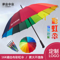 各类保险公司礼品广告雨伞16骨直杆彩虹伞 可以定制logo彩虹--针对企业发货-1把不发!一件起发!100把/件。 混色