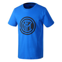 国际米兰俱乐部官方夏季新品高档精梳丝光棉男士印花短袖运动圆领短款T恤 蓝色 S