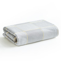 三利 纯棉毛巾被 A类标准 三层纱加厚保暖棉毯 居家办公午睡毯 四季通用被子盖毯 黄色 150x200cm