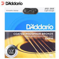 达达里奥(D'Addario) EXP16磷铜民谣吉他琴弦防锈镀膜 标准张力012-053美产原装 金色