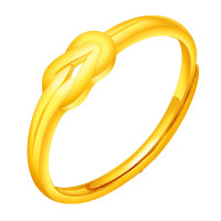 翠绿 黄金戒指 足金999女款同心结活口戒指 金重约2.2-2.3g A01000021365 金重约2.2-2.3g